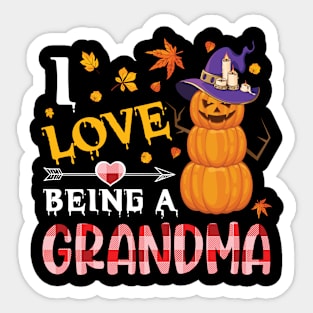 Scary Pumpkins Witch Halloween Day I Love Being A Grandma Sticker